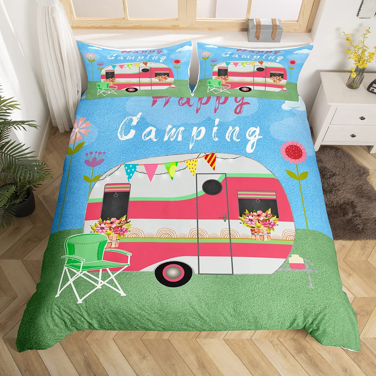 Outdoor Adventure America - Happy Camping Duvet Cover Camper Bedding